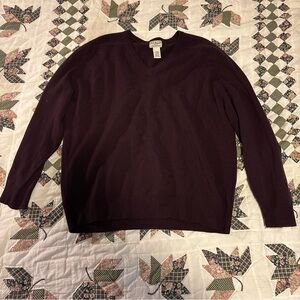 LL BEAN | mens 100% lambswool maroon sweater size XL